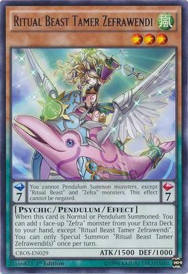 Ritual Beast Tamer Zefrawendi - CROS-EN029 - Rare 1st Edition Crossed Souls 1st Edition Singles