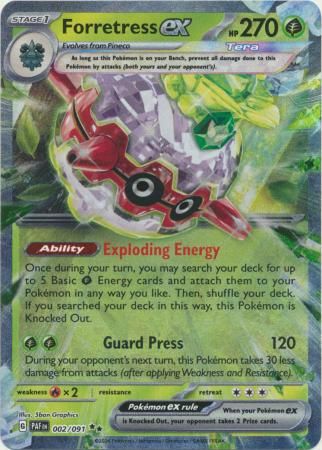SJ Forretress ex - 002/091 - Ultra Rare Scarlet &amp; Violet: Paldean Fates Singles