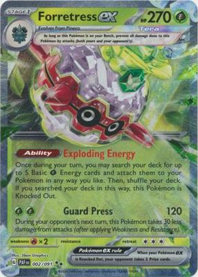 SJ Forretress ex - 002/091 - Ultra Rare Scarlet &amp; Violet: Paldean Fates Singles
