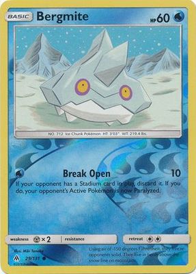 Bergmite - 29/131 - Common Reverse Holo
Sun &amp; Moon: Forbidden Light Reverse Holo Singles