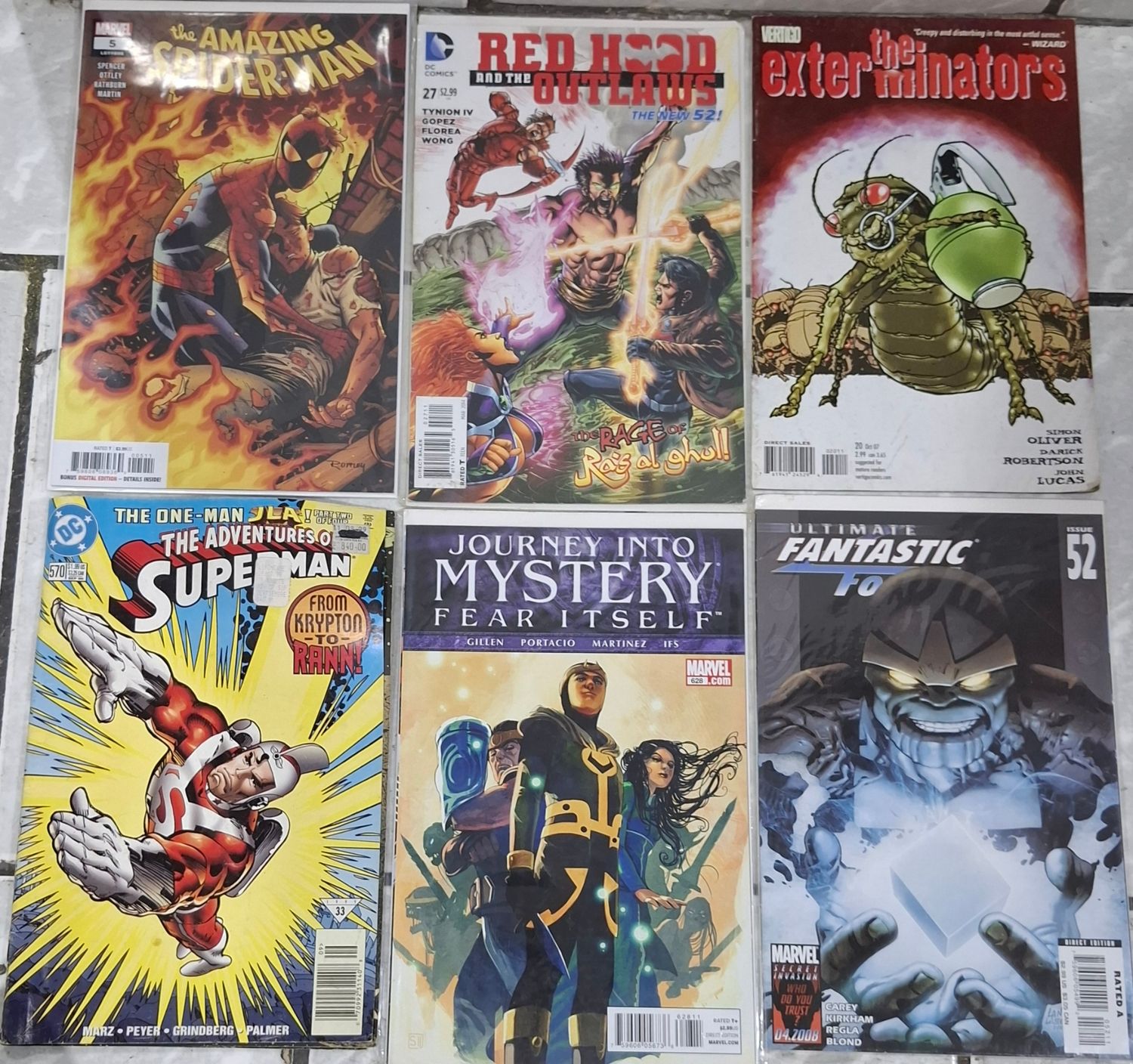 BA9 Set de Comics Supermsn Fantastic Four Spider Man