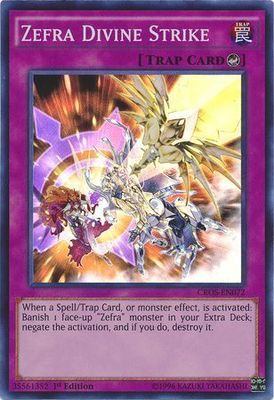 Zefra Divine Strike - CROS-EN072 - Super Rare 1st Edition
Crossed Souls 1st Edition Singles