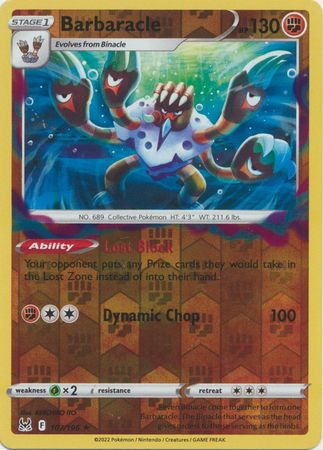 Barbaracle - 107/196 - Holo Rare Reverse Holo
Sword &amp; Shield: Lost Origin Reverse Holo Singles