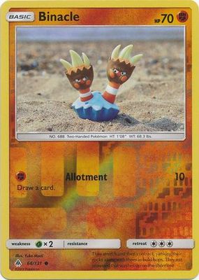 Binacle - 66/131 - Common Reverse Holo
Sun &amp; Moon: Forbidden Light Reverse Holo Singles
