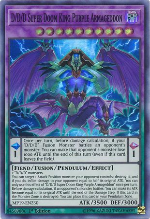 D/D/D Super Doom King Purple Armageddon - MP19-EN230 - Super Rare 1st Edition
Yu-Gi-Oh! 2019 Mega-Tins: Gold Sarcophagus Tin Mega Pack Singles