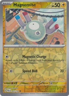 Magnemite - 065/193 - Common Reverse Holo
Scarlet &amp; Violet: Paldea Evolved Reverse Holo Singles
