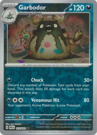 Garbodor - 117/182 - Uncommon Reverse Holo Scarlet &amp; Violet: Paradox Rift Reverse Holo Singles