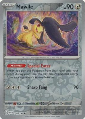 Mawile - 143/197 - Uncommon Reverse Holo Scarlet &amp; Violet: Obsidian Flames Reverse Holo Singles