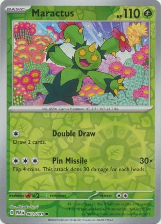 Maractus - 003/091 - Common Reverse Holo Scarlet &amp; Violet: Paldean Fates Reverse Holo Singles