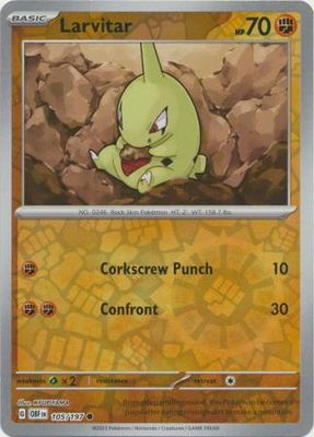 Larvitar - 105/197 - Common Reverse Holo Scarlet &amp; Violet: Obsidian Flames Reverse Holo Singles