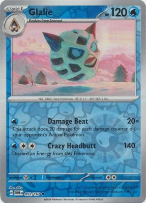 Glalie - 052/167 - Uncommon Reverse Holo Scarlet &amp; Violet: Twilight Masquerade Reverse Holo Singles