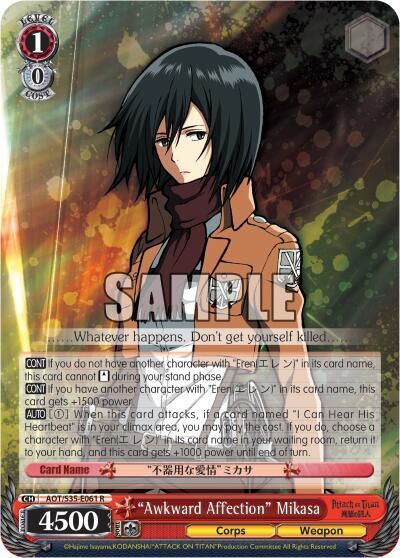 "Awkward Affection" Mikasa - Attack on Titan (AOT/S35)
Attack on Titan