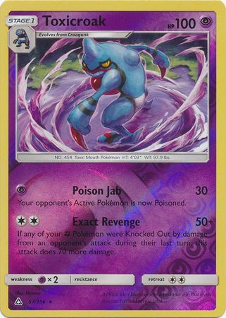 Toxicroak - 57/156 - Rare Reverse Holo Sun &amp; Moon: Ultra Prism Reverse Holo Singles