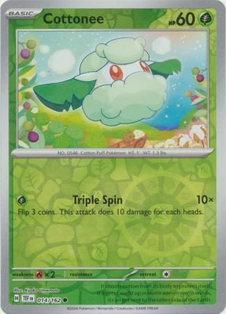 Cottonee - 014/162 - Common Reverse Holo Scarlet &amp; Violet: Temporal Forces Reverse Holo Singles