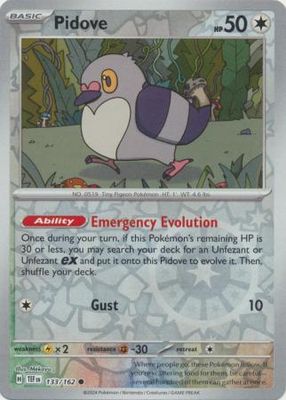 Pidove - 133/162 - Common Reverse Holo Scarlet &amp; Violet: Temporal Forces Reverse Holo Singles