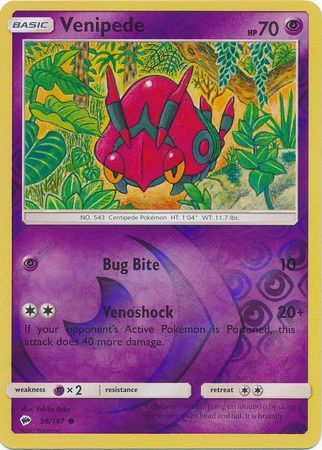 Venipede - 56/147 - Common Reverse Holo Sun &amp; Moon: Burning Shadows Reverse Holo Singles