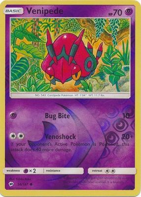 Venipede - 56/147 - Common Reverse Holo Sun &amp; Moon: Burning Shadows Reverse Holo Singles