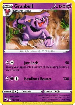 Granbull - 071/189 - Rare Sword &amp; Shield: Darkness Ablaze Singles