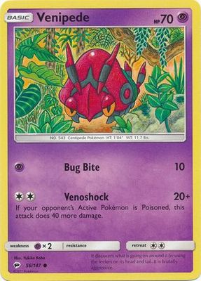 Venipede - 56/147 - Common Sun &amp; Moon: Burning Shadows Singles