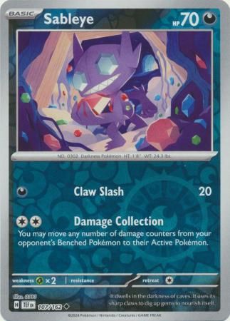 Sableye - 107/162 - Uncommon Reverse Holo Scarlet &amp; Violet: Temporal Forces Reverse Holo Singles