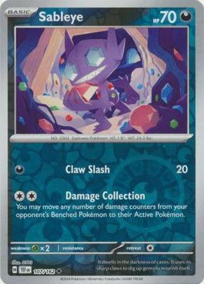 Sableye - 107/162 - Uncommon Reverse Holo Scarlet &amp; Violet: Temporal Forces Reverse Holo Singles