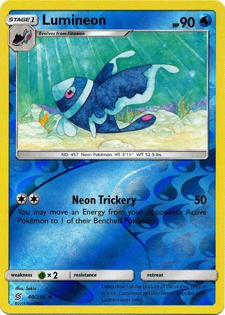 Lumineon - 40/236 - Uncommon Reverse Holo Sun &amp; Moon: Unified Minds Reverse Holo Singles