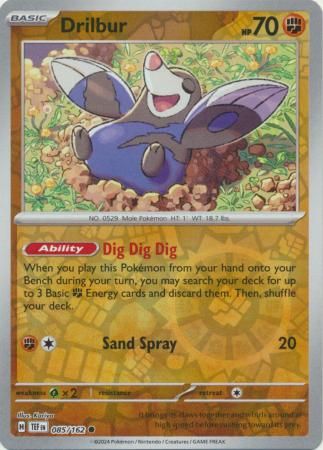 Drilbur - 085/162 - Common Reverse Holo Scarlet &amp; Violet: Temporal Forces Reverse Holo Singles