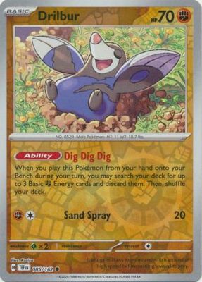 Drilbur - 085/162 - Common Reverse Holo Scarlet &amp; Violet: Temporal Forces Reverse Holo Singles