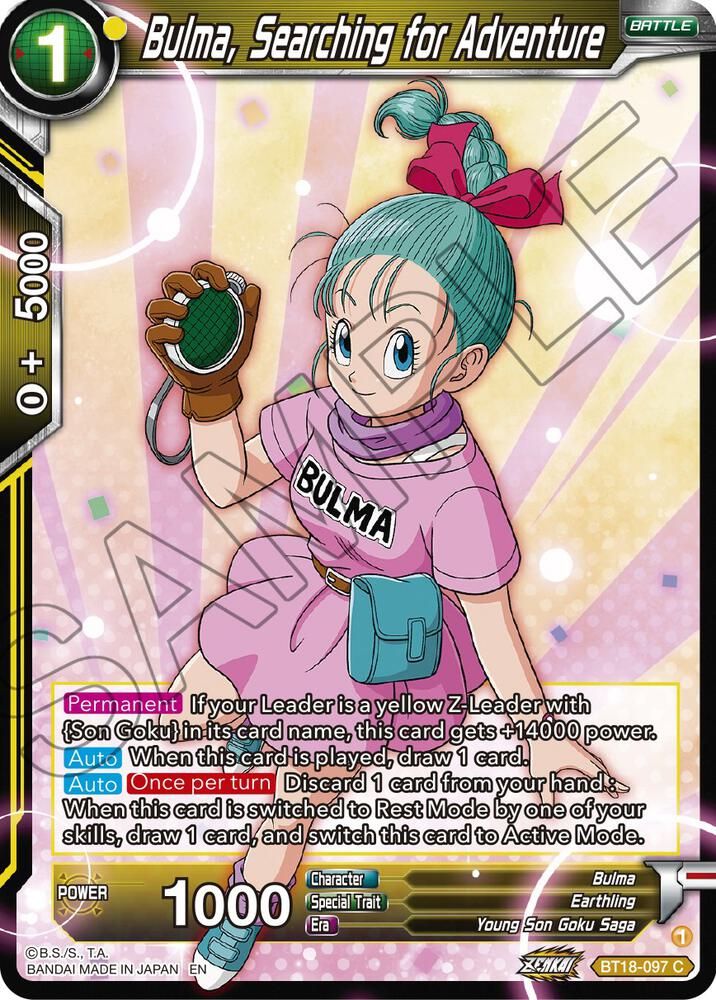 Bulma, Searching for Adventure - Dawn of the Z-Legends (DBS-B18) Dawn of the Z-Legends