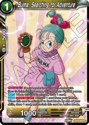 Bulma, Searching for Adventure - Dawn of the Z-Legends (DBS-B18) Dawn of the Z-Legends