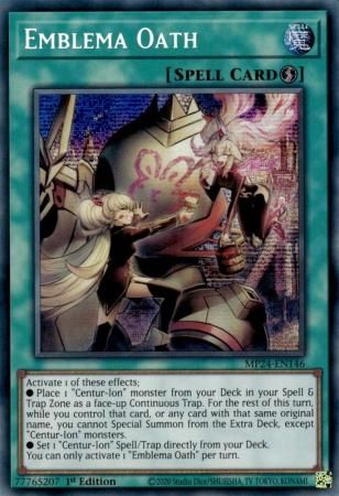 SJ Emblema Oath - MP24-EN146 - Prismatic Secret Rare 1st Edition Mega Tin 2024 Dueling Mirrors Singles