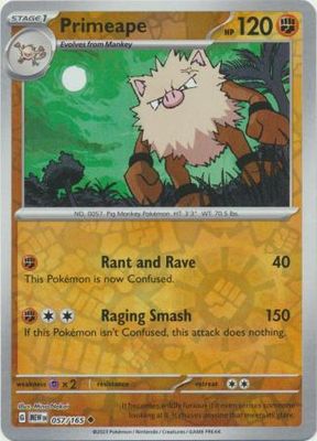Primeape - 057/165 - Uncommon Reverse Holo Scarlet &amp; Violet 151 Reverse Holo Singles