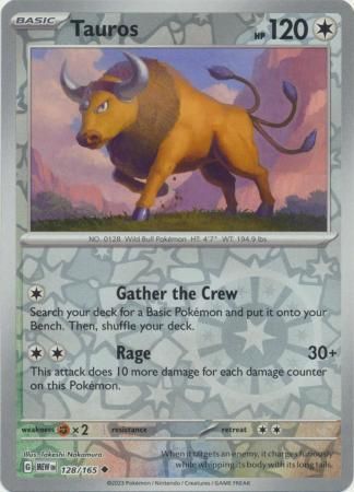 Tauros - 128/165 - Uncommon Reverse Holo Scarlet &amp; Violet 151 Reverse Holo Singles