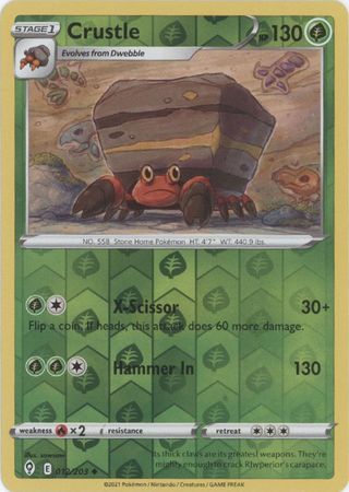 Crustle - 012/203 - Uncommon Reverse Holo Sword &amp; Shield: Evolving Skies Reverse Holo Singles