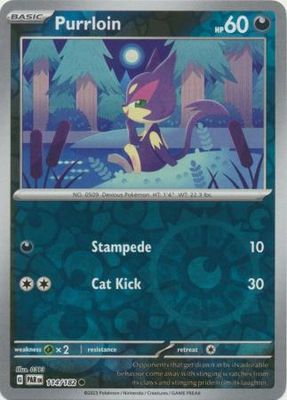 Purrloin - 114/182 - Common Reverse Holo Scarlet &amp; Violet: Paradox Rift Reverse Holo Singles