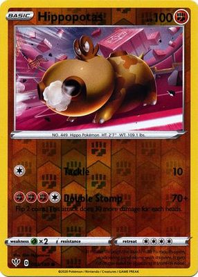 Hippopotas - 093/189 - Common Reverse Holo Sword &amp; Shield: Darkness Ablaze Reverse Holo Singles