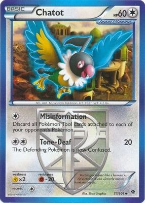 Chatot - 77/101 - Uncommon Black &amp; White 10: Plasma Blast Singles