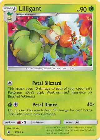 Lilligant - 5/145 - Rare Sun &amp; Moon: Guardians Rising Singles