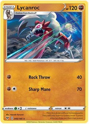 Lycanroc - 095/185 - Rare Sword &amp; Shield: Vivid Voltage Singles