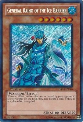 General Raiho of the Ice Barrier - HA04-EN025 - Secret Rare 1st Edition Hidden Arsenal 4: Trishula&#39;s Triumph [HA04] 1st Edition Singles