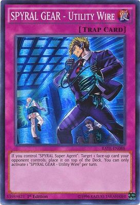 SPYRAL GEAR - Utility Wire - RATE-EN088 - Super Rare 1st Edition Raging Tempest 1st Edition Singles