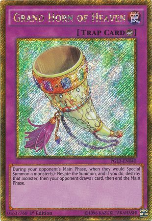 Grand Horn of Heaven - PGL3-EN040 - Gold Secret Rare 1st Edition Premium Gold: Infinite Gold Singles