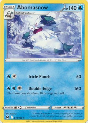 Abomasnow - 043/196 - Uncommon Sword &amp; Shield: Lost Origin Singles