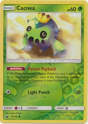 Cacnea - 19/168 - Common Reverse Holo Sun &amp; Moon: Celestial Storm Reverse Holo Singles (Español)