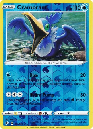 Cramorant - 051/192 - Rare Reverse Holo Sword &amp; Shield: Rebel Clash Reverse Holo Singles