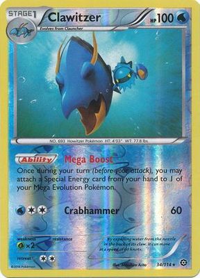 Clawitzer - 34/114 - Rare Reverse Holo XY: Steam Siege Reverse Holo Singles