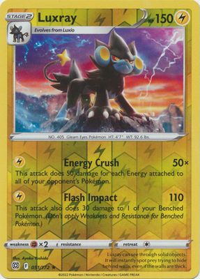 Luxray - 051/172 - Rare Reverse Holo Sword &amp; Shield: Brilliant Stars Reverse Holo Singles
