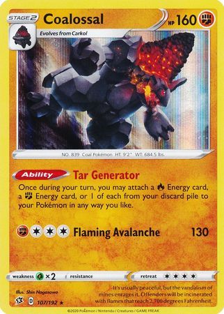 Coalossal - 107/192 - Holo Rare Sword &amp; Shield: Rebel Clash Singles