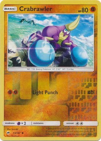 Crabrawler - 73/147 - Common Reverse Holo Sun &amp; Moon: Burning Shadows Reverse Holo Singles