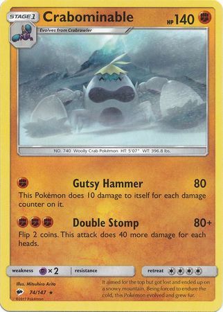 Crabominable - 74/147 - Rare Sun &amp; Moon: Burning Shadows Singles